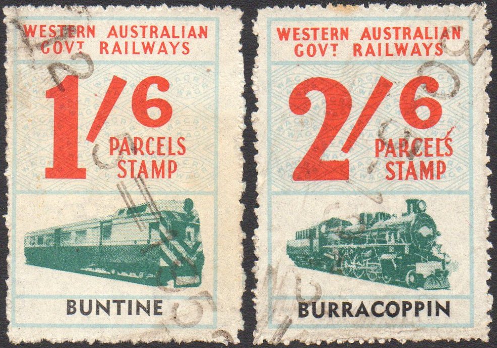 Western Australia Railway Parcels Stamps Buntine Burracoppin